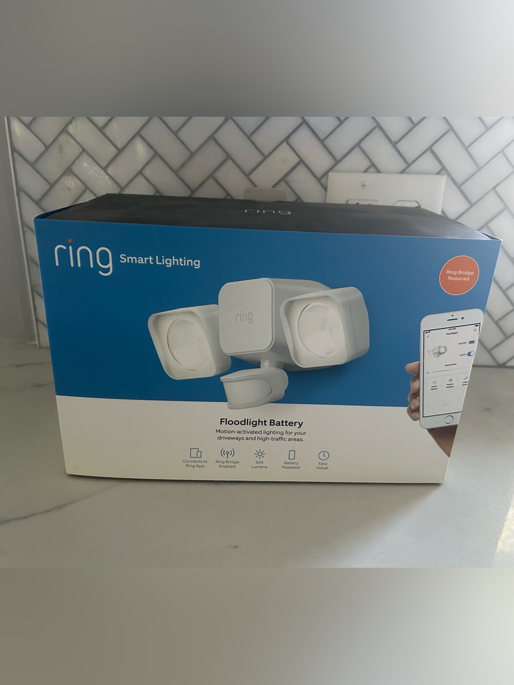 Ring Floodlight Battery Smart Lighting - White and Blue Packaging